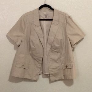 Khaki short sleeved open blazer 3xl